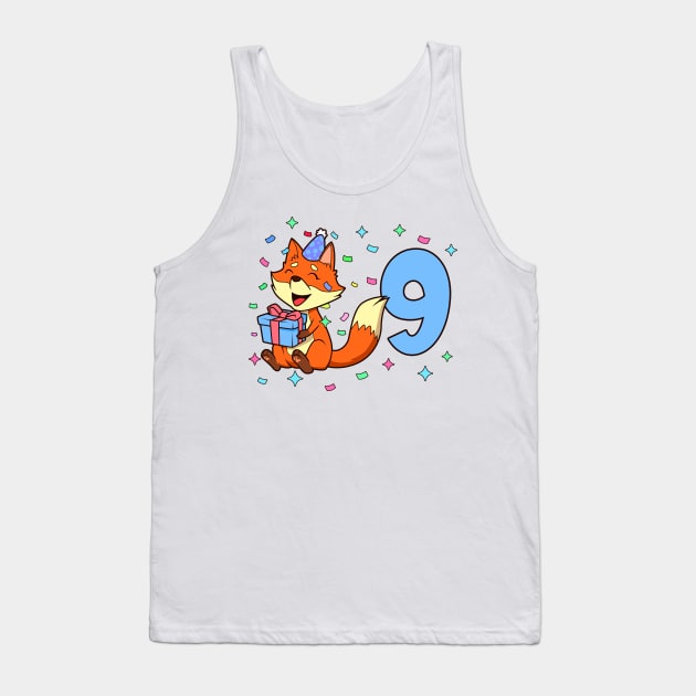 I am 9 with fox - boy birthday 9 years old Tank Top by Modern Medieval Design